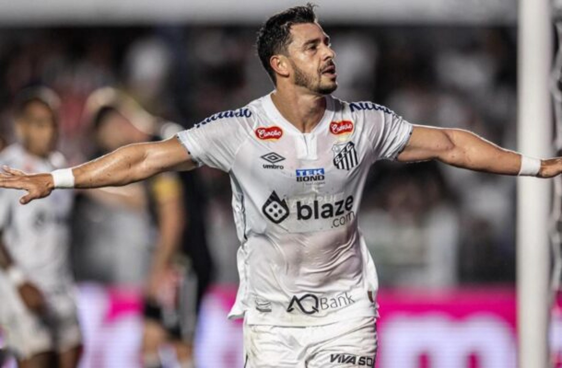 Giuliano comemora o gol da vitória do Santos sobre o Operário-PR -  (crédito: Foto: Raul Barettta / Santos)