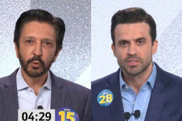 Ricardo Nunes (MDB) e Pablo Marçal (PRTB) em debate da Folha/UOL -  (crédito: Reprodução/Folha/UOL)