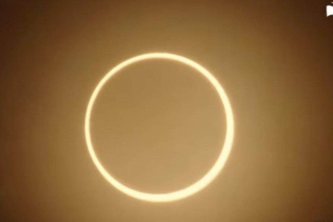 Imagem do Eclipse Anular do Sol capturada em outubro de 2023 em Canaã dos Carajás (PA)