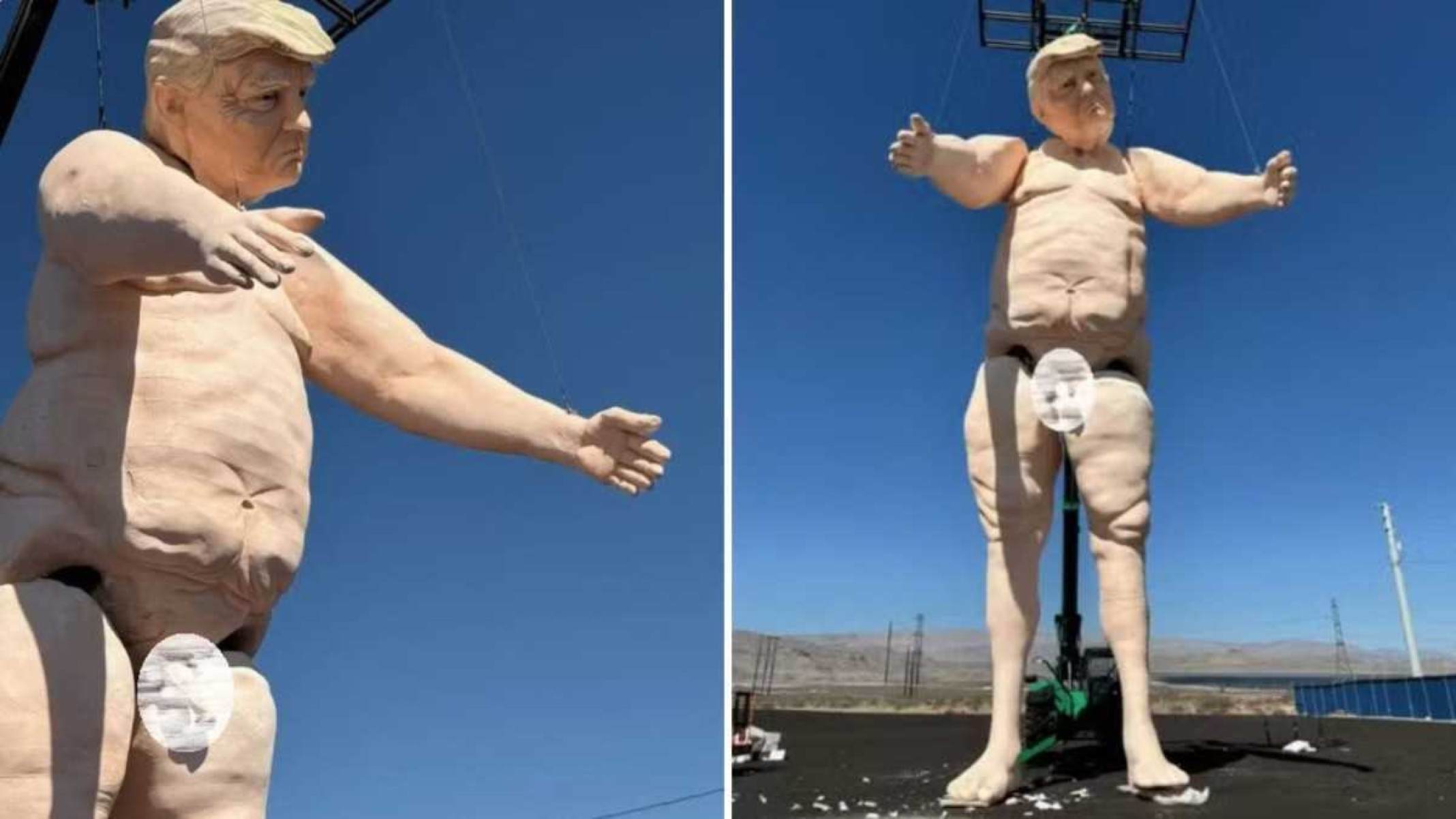 Estátua de Trump pelado com mais de 13 metros é inaugurada nos EUA