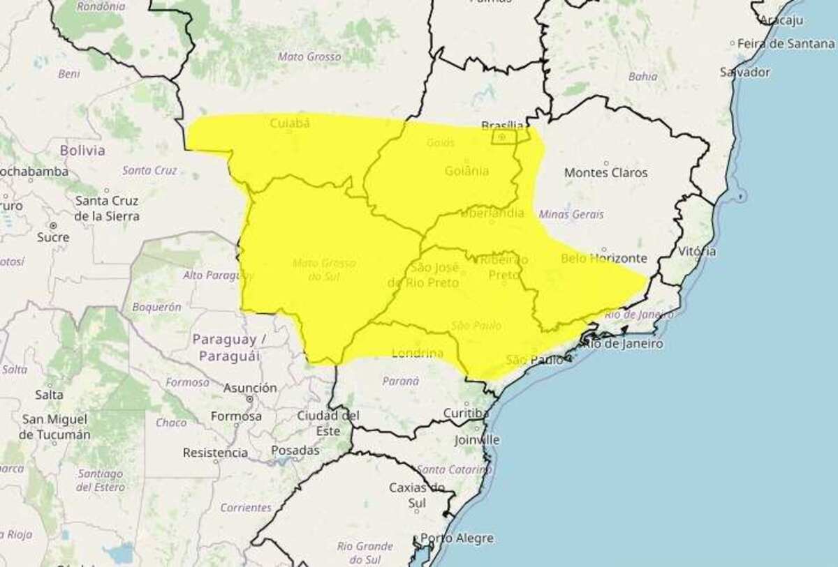 Locais em alerta amarelo para perigo potencial de onda de calor