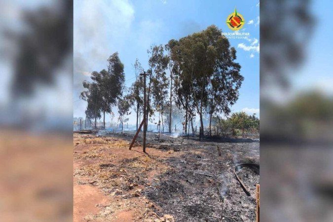 O homem informou que estava tentando fazer um incêndio controlado na fazenda, mas o fogo acabou se aproximando da Floresta Nacional de Brasília -  (crédito: PMDF/Divulgação)