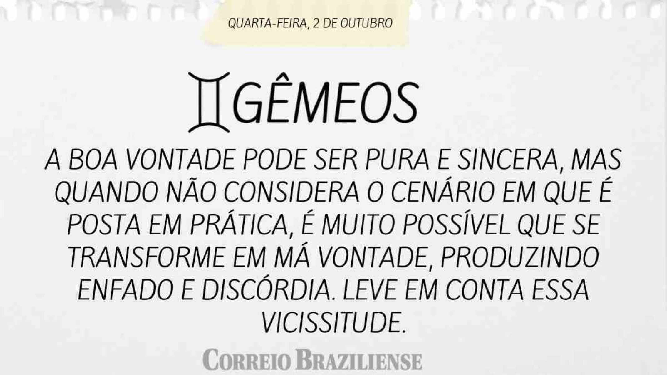 GÊMEOS | 2 DE OUTUBRO