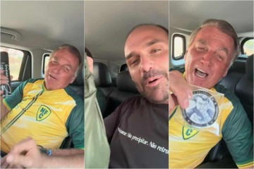 Eduardo Bolsonaro mostra o que o pai, Jair Bolsonaro carrega na bolsa durante viagem  -  (crédito: Reprodução Instagram @bolsonarosp)