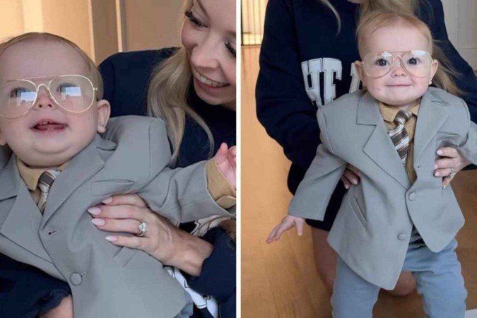 Pequena Ellie fantasiada de Dwight Schrute, de 'The office' -  (crédito: Reprodução)