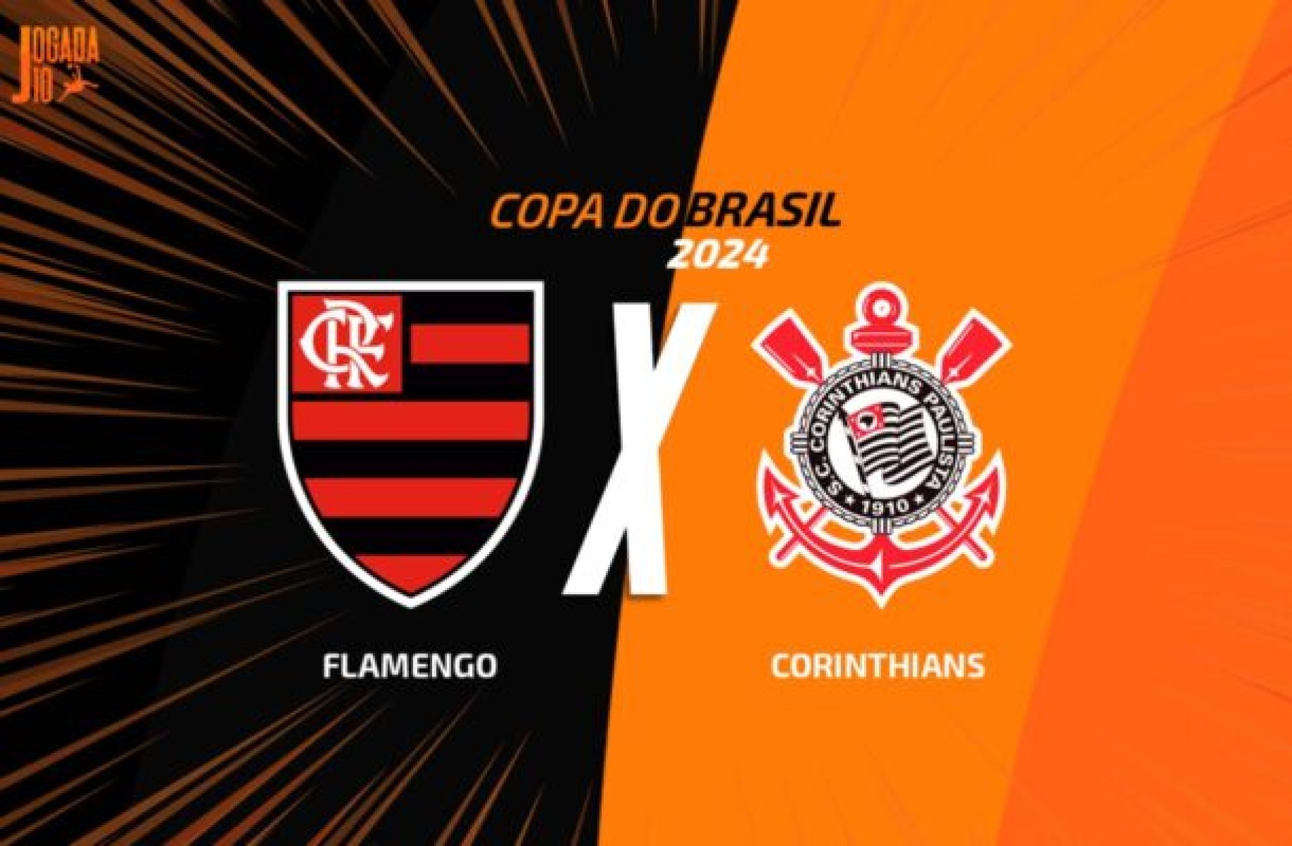 Flamengo x Corinthiamns, jogo de ida da semifinal da Copa do Brasil-2024 -  (crédito: Foto: Arte Jogada10)