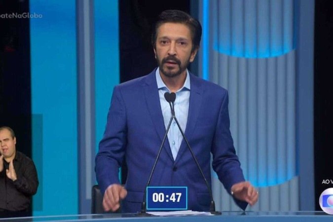 Nunes no debate da Globo a prefeito de SP -  (crédito: Reprodução/Globo)