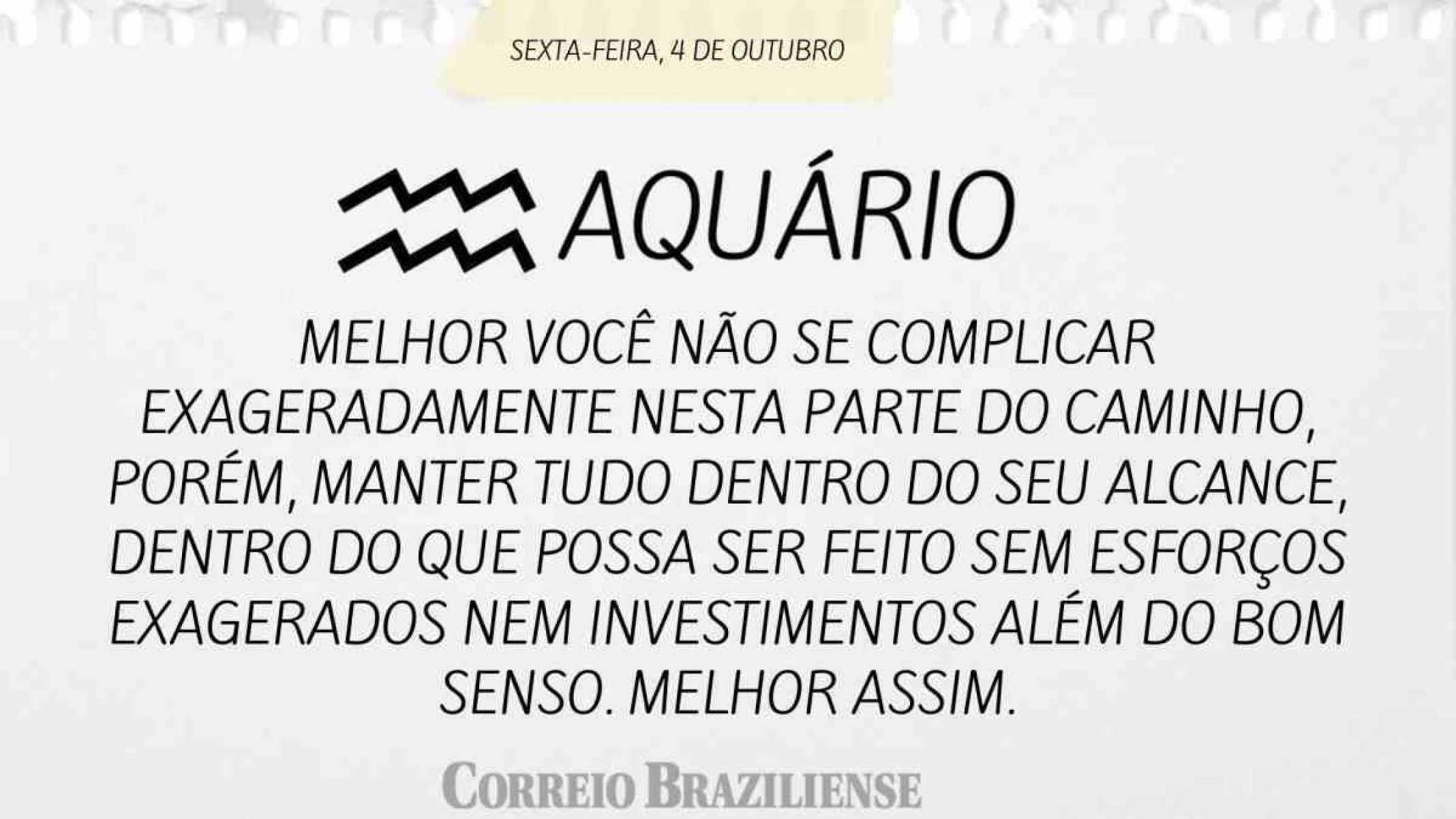 AQUÁRIO | 4 DE OUTUBRO