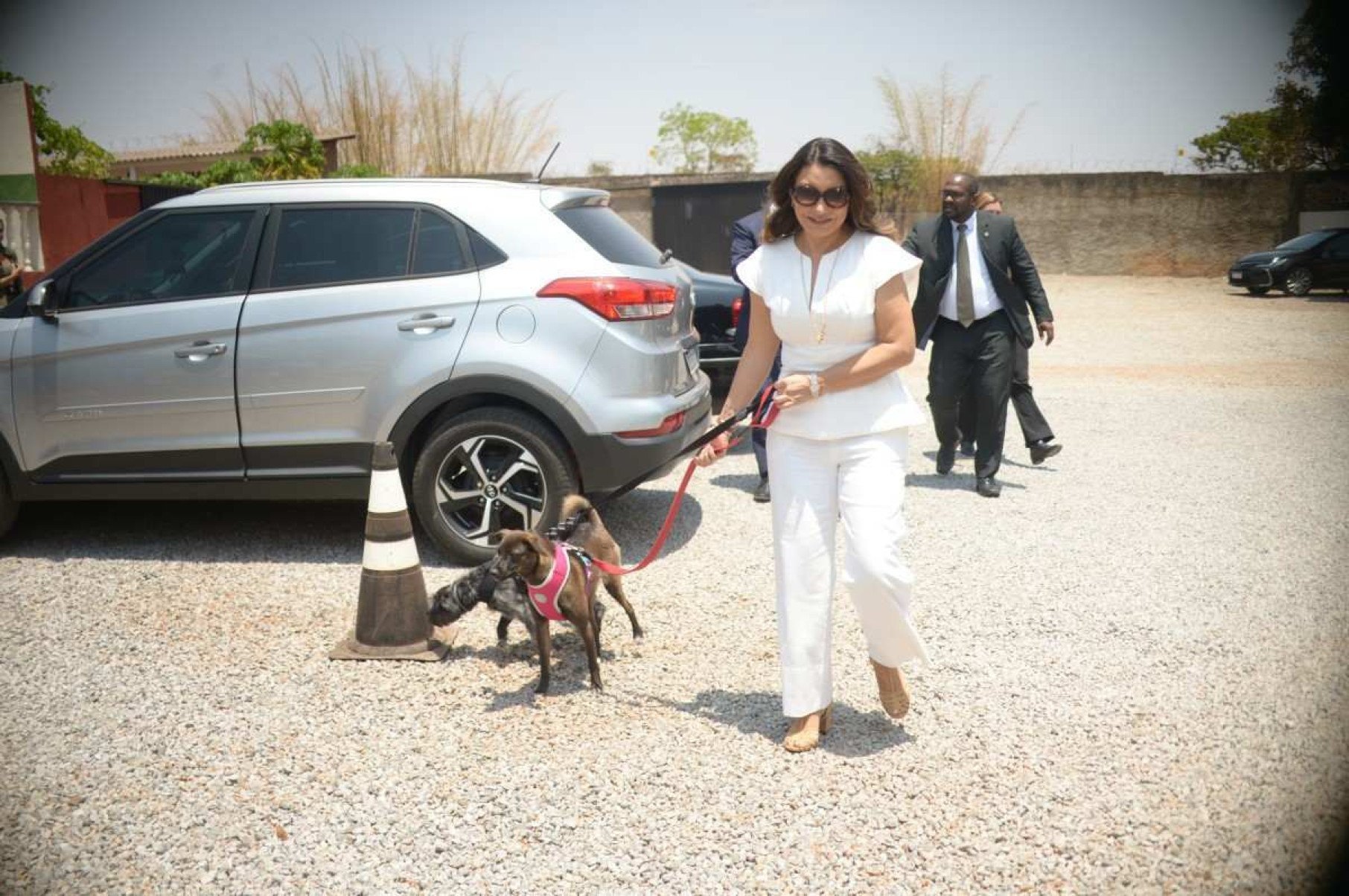 Janja Silva, primeira-dama do Brasil, esteve presente com as cachorrinhas Resistência, Esperança e Paris