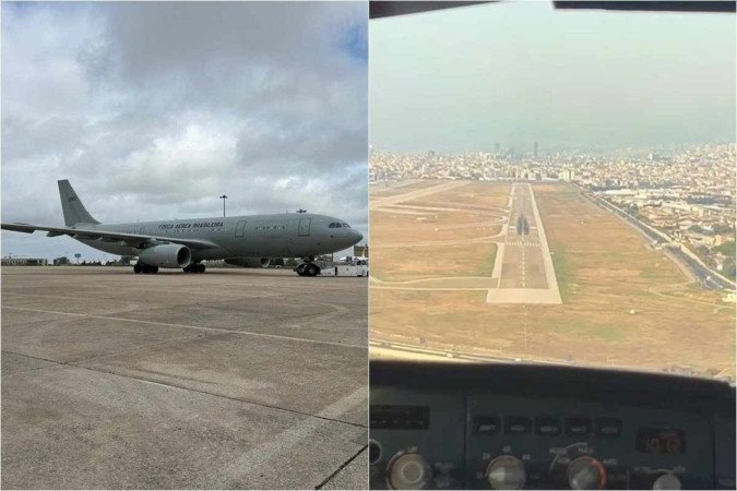 Avião que fará o resgate de brasileiros no Líbano chegou à Beirute no final da manhã deste sábado (5/10)  -  (crédito: FAB)