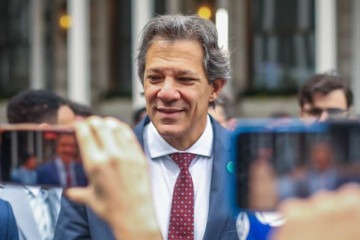 Ministro da Fazenda Fernando Haddad em conversa com jornalistas -  (crédito:  Diogo Zacarias/ MF)