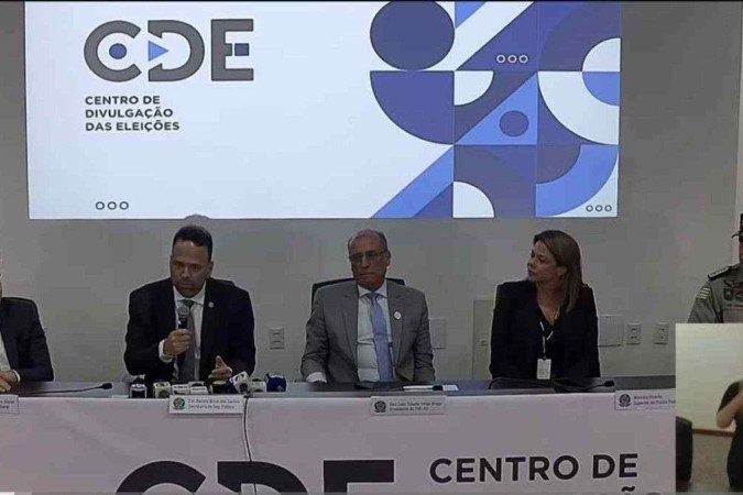 Autoridades divulgam balanço das eleições no Goiás. - (crédito: Reprodução/Youtube TRE-GO) Autoridades divulgam balanço das eleições no Goiás. - (crédito: Reprodução/Youtube TRE-GO)