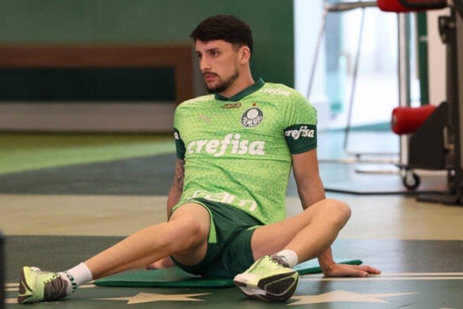 O jogador Joaquín Piquerez segue sua rotina de trabalhos para retornar ao time do Palmeiras - (crédito: Foto: Cesar Greco/Palmeiras/by Canon) O jogador Joaquín Piquerez segue sua rotina de trabalhos para retornar ao time do Palmeiras - (crédito: Foto: Cesar Greco/Palmeiras/by Canon)