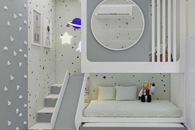 Quarto com tema foguetes, da Mini Arquitetura