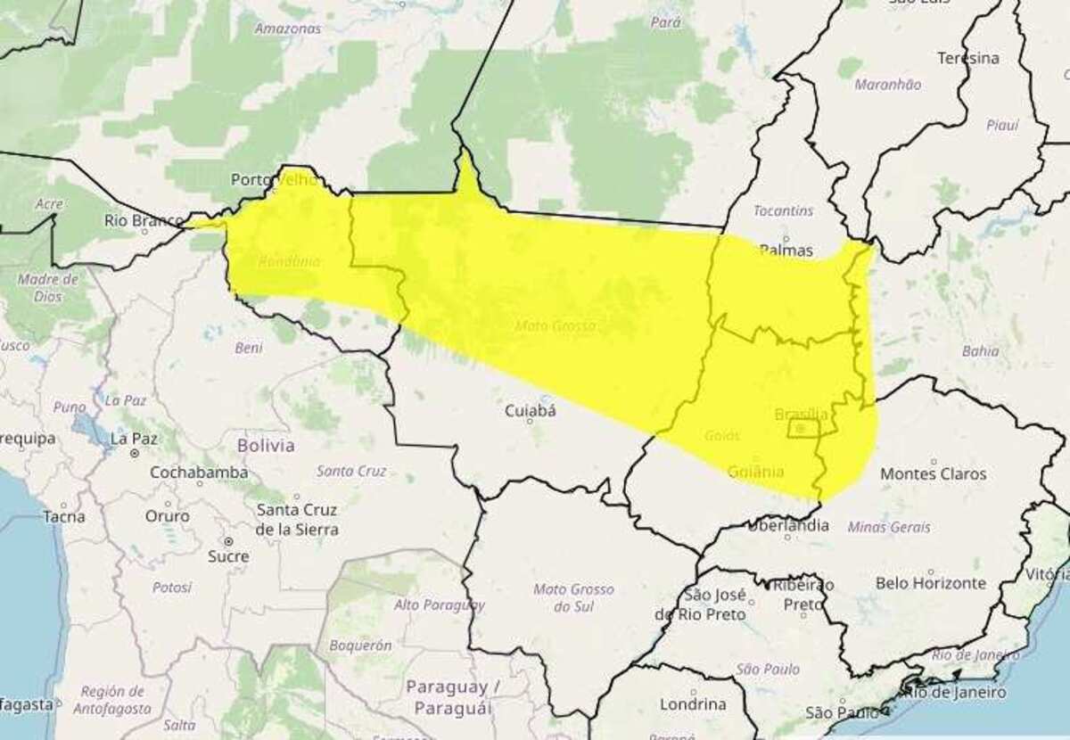 Áreas em alerta amarelo para tempestade