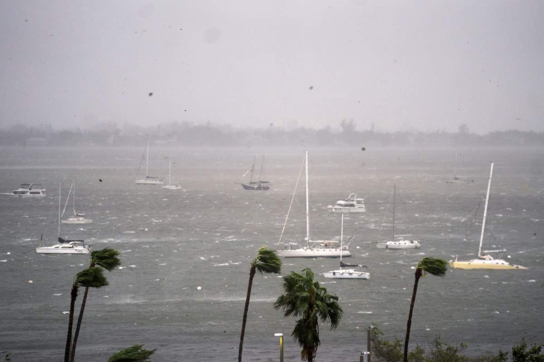 ento e chuva atingem a área enquanto o furacão Milton se aproxima em 9 de outubro de 2024 em Sarasota, Flórida 