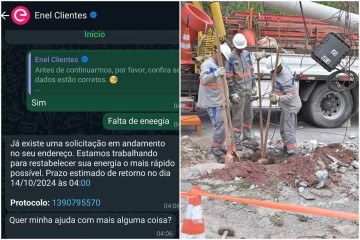 'Estamos trabalhando com cerca de 1,6 mil técnicos em campo e ampliando para 2,5 mil profissionais', disse a Enel -  (crédito: Reprodução/Instagram/@enelbrasil)