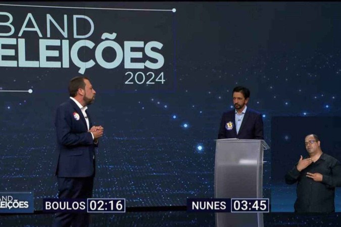 Candidatos usaram o desabastecimento de luz para defenderem os campos ideológicos que representam -  (crédito: Reprodução/Band TV)