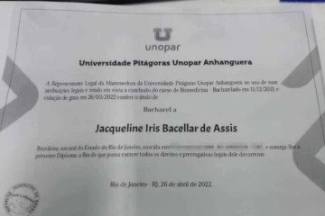 Certificado que teria sido entregue por Jacqueline Iris ao PSC Lab Saleme  -  (crédito: Divulgação)