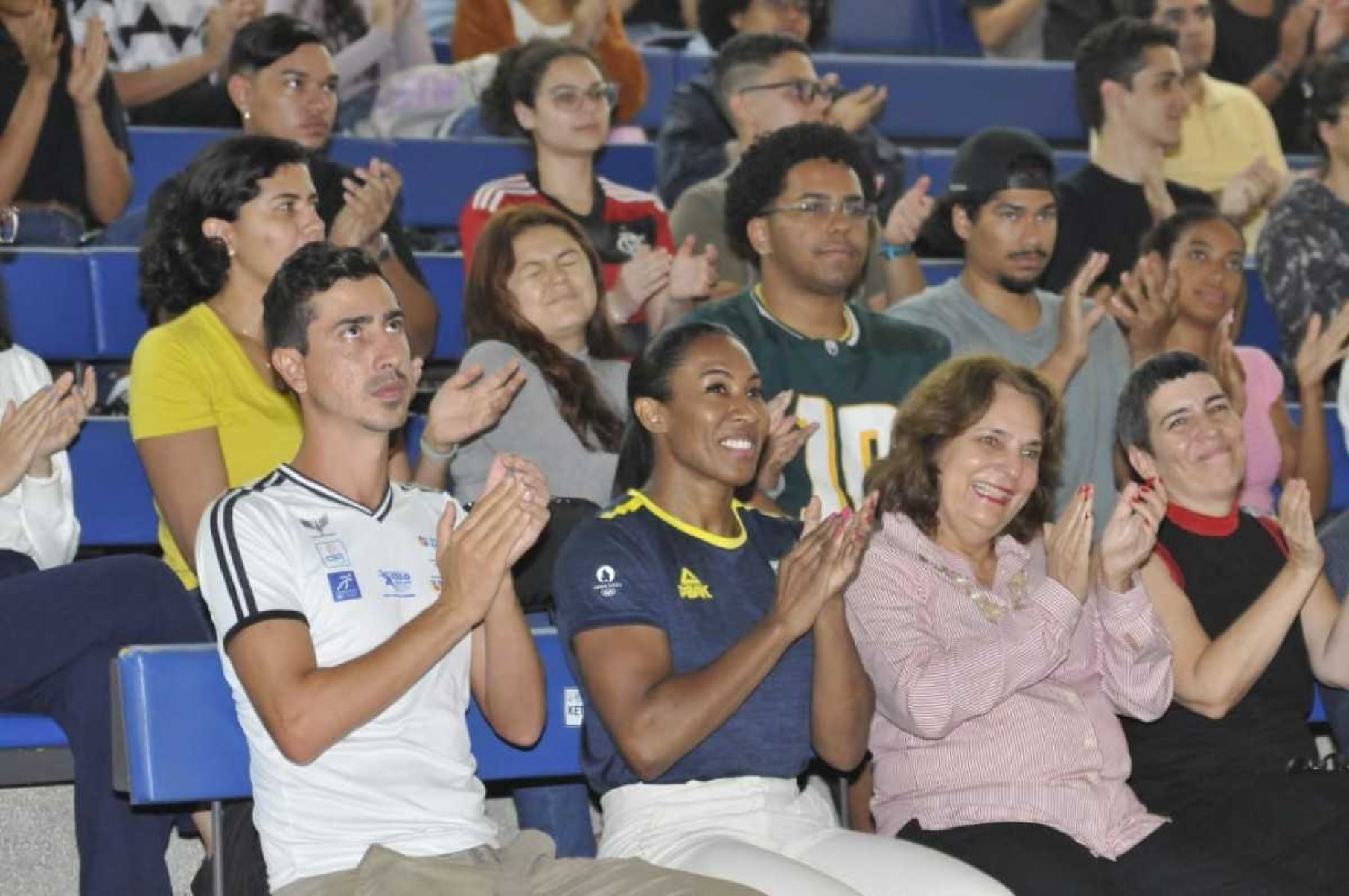 Os atletas brasilienses Caio Bonfim e Ketlen Quadros no Inspira UnB