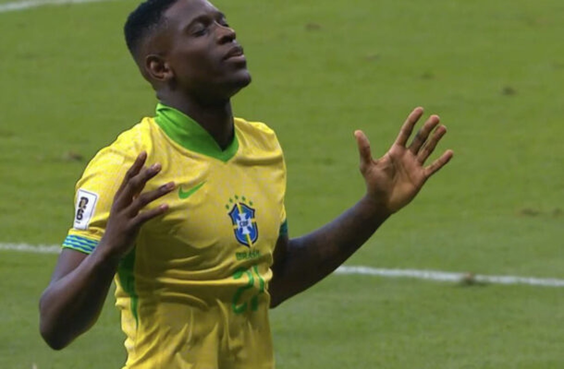 Luiz Henrique celebra gol pela Seleção Brasileira -  (crédito: Foto: Reprodução/TV Globo)