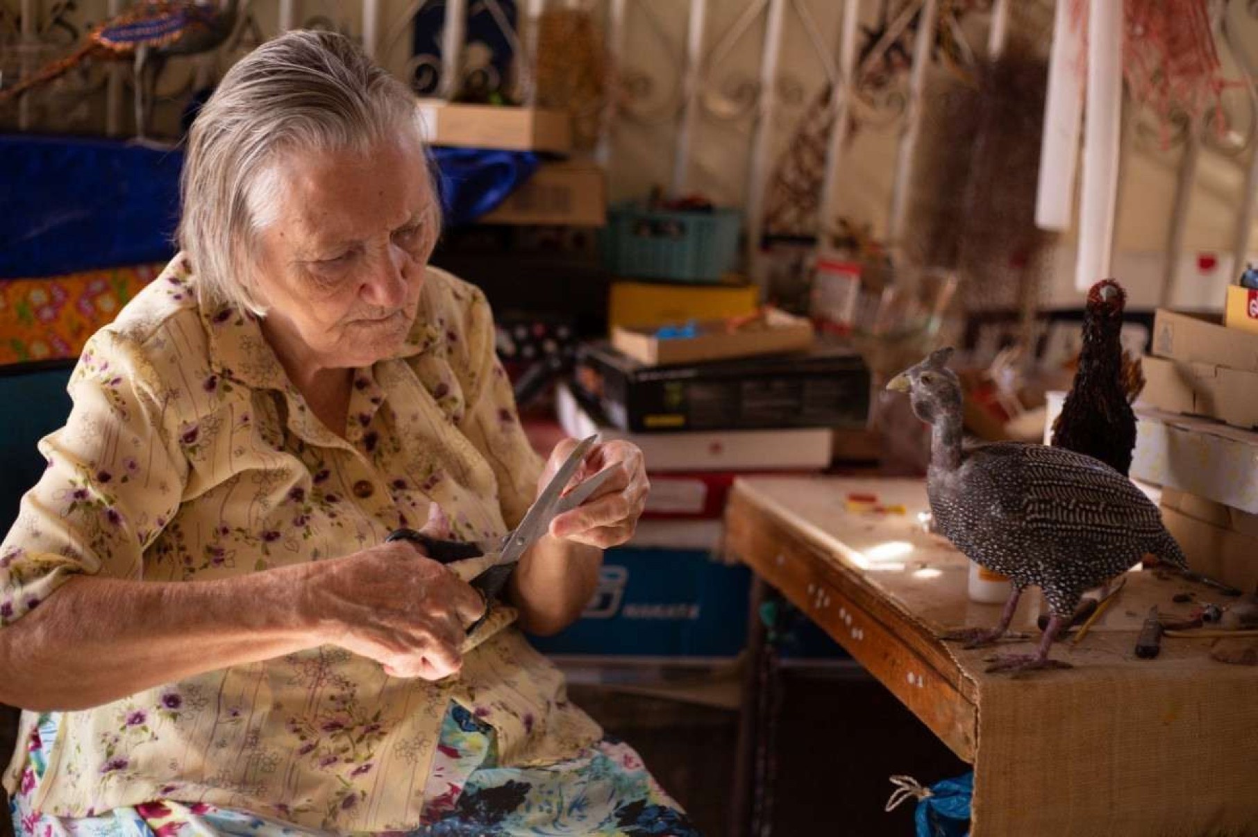 Dona Severina tem 84 anos e é artista visual.