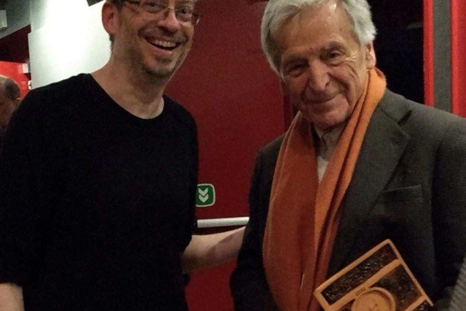 Os diretores Gustavo Galvão e Costa-Gavras, em encontro em Trieste (Itália)