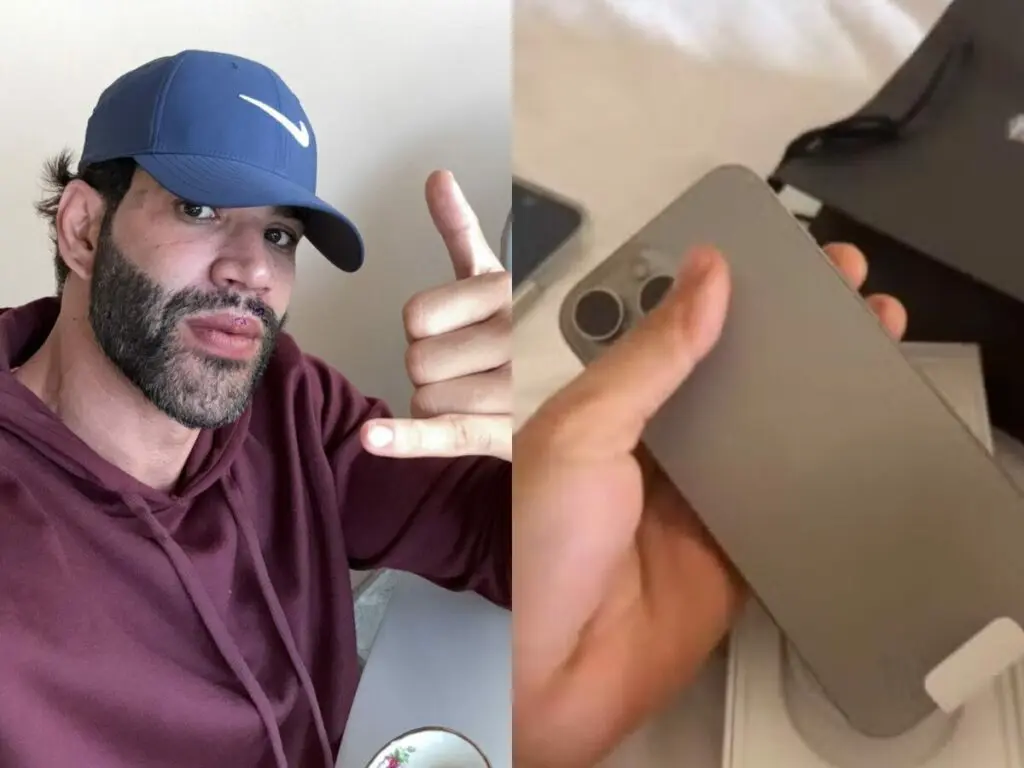 Após mostrar celular todo quebrado, Gusttavo Lima foi surpreendido com um um iPhone 16 Pro Max novinho em folha  -  (crédito: Observatorio dos Famosos)