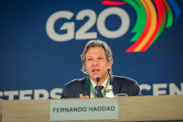 Coletiva de imprensa com o ministro da Fazenda, Fernando Haddad, e o presidente do Banco Central, Roberto Campos Neto, em Washington (EUA), nesta quinta-feira (24/10). -  (crédito: Diogo Zacarias/MF)