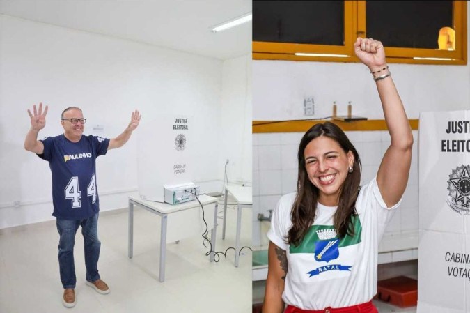 Paulinho Freire e Natália Bonavides durante votação -  (crédito: Paulinho Freire/Reprodução / Natália Bonavides/Reprodução)