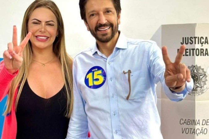 Nunes estava acompanhado da esposa, Regina Nunes, dos filhos e do governador de São Paulo, Tarcísio de Freitas (Republicanos) -  (crédito: Instagram/Ricardo Nunes)