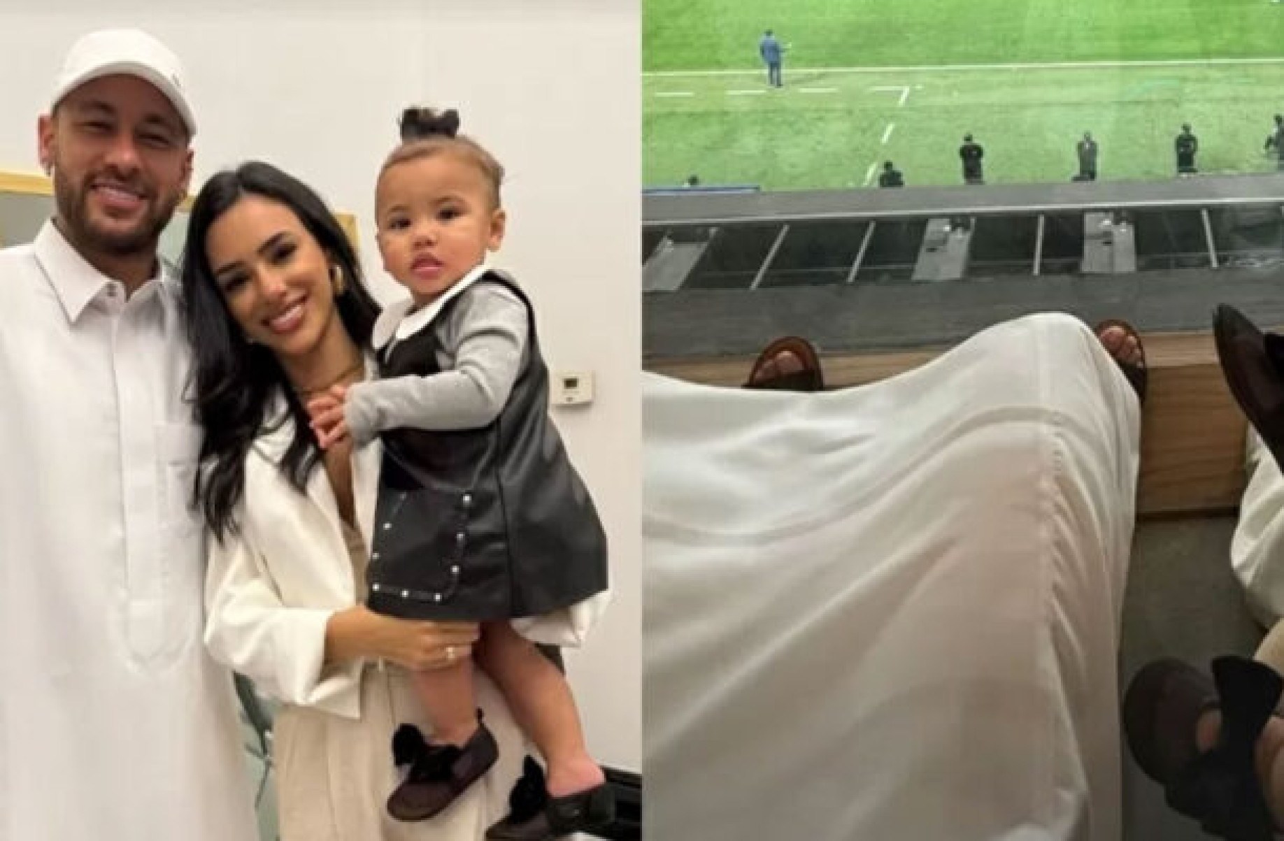 Fora da relação de Jorge Jesus, Neymar vai a jogo do Al-Hilal com traje árabe, filha e noiva -  (crédito: Foto: Reprodução / Instagram)