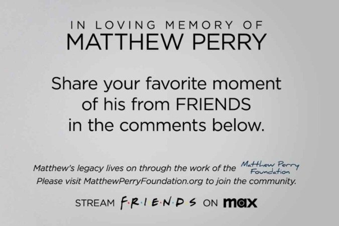 Homenagem feita para Matthew Perry -  (crédito: Reprodução/Instagram)