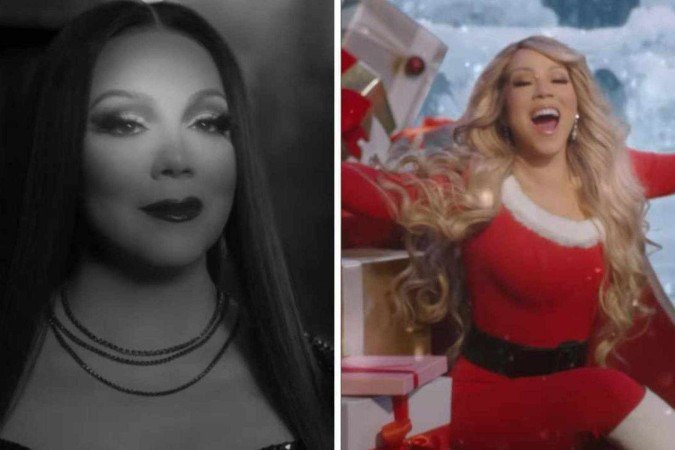 Considerada a Rainha do Natal, Mariah Carey se vestiu de Morticia Addams e de Mamãe Noel em vídeo - (crédito: Reprodução / Instagram) Considerada a Rainha do Natal, Mariah Carey se vestiu de Morticia Addams e de Mamãe Noel em vídeo - (crédito: Reprodução / Instagram)