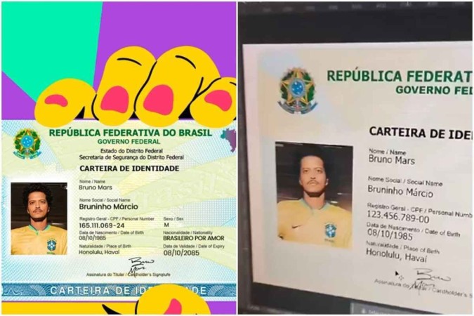 Bruno recebeu o CPF e mostrou o documento durante o show realizado nesta terça-feira (5/11), em Belo Horizonte -  (crédito: Redes sociais/Ministério da Gestão)