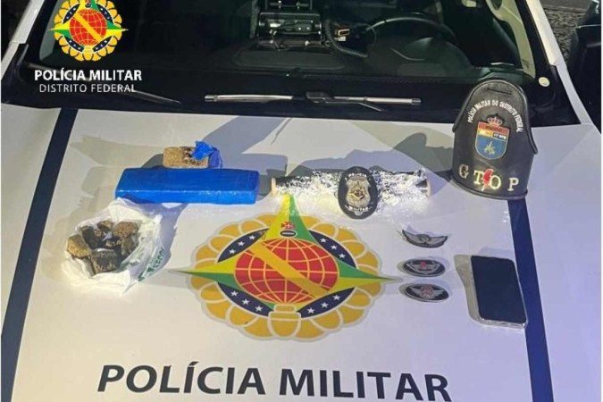 Os suspeitos foram encaminhados para a delegacia e o veículo apreendido - (crédito: Divulgação/PMDF ) Os suspeitos foram encaminhados para a delegacia e o veículo apreendido - (crédito: Divulgação/PMDF )