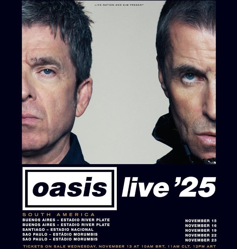 Oasis no Brasil: turnê de retorno da banda terá dois shows em São