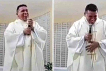 Padre cai na gargalhada ao anunciar prêmio de bingo em paróquia - Reprodução