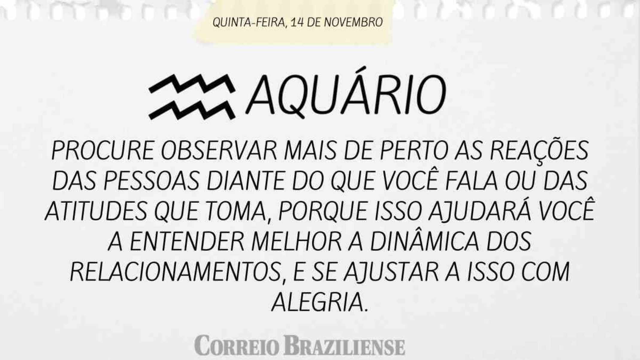 AQUÁRIO | 14 DE NOVEMBRO