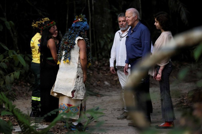 Lula e Biden se encontraram na Casa Branca em fevereiro de 2023, quando a promessa de recursos para a Amazônia não se cumpriu -  (crédito: Ricardo Stuckert/PR)