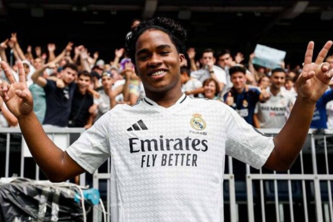 Ascensão meteórica e destaque de Endrick foram motivo e inspiração para pais no Brasil -  (crédito: Foto: Divulgação/Real Madrid)