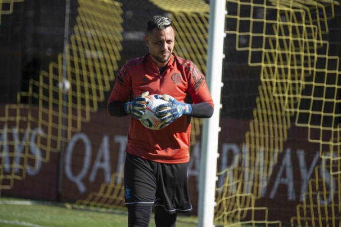 Diego Alves em aquecimento pelo Flamengo -  (crédito:  Alexandre Vidal)