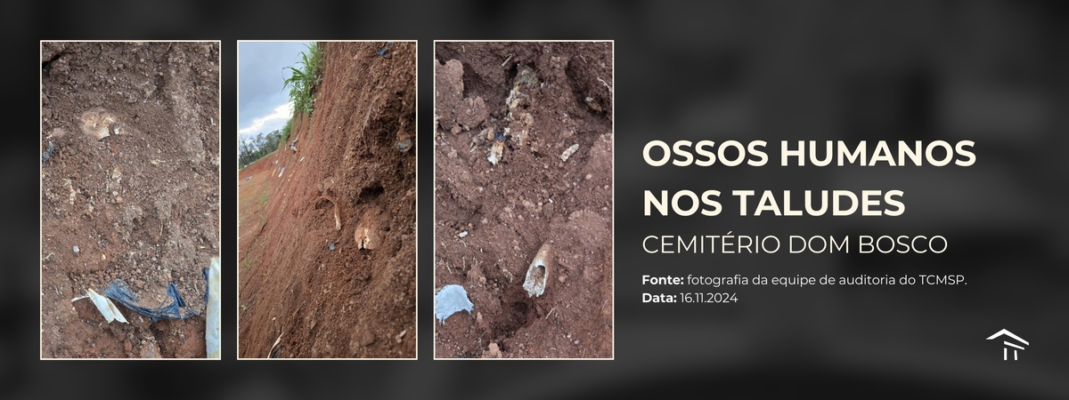 Ossos humanos nos taludes - Cemitério Dom Bosco