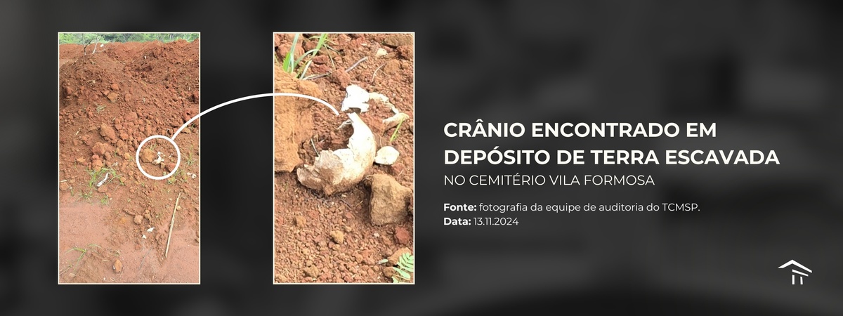 Crânio encontrado em depósito de terra escavado