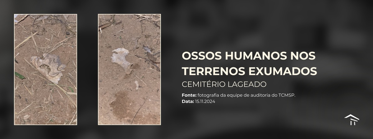 Ossadas humanas no terreno exumado do Cemitério do Lageado