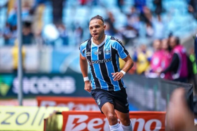 Braithwaite não teve dificuldade em se adaptar após sua chegada no Grêmio e rapidamente virou destaque -  (crédito: Foto: Lucas Uebel/Grêmio FBPA)