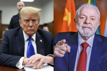 Donald Trump disse que vai impor 'tarifas de 100%' a países do Brics se eles criarem ou apoiarem a criação de nova moeda que ameace a prevalência do dólar no comércio internacional -  (crédito: Seth Wenig/AFP e Ricardo Stuckert/PR)