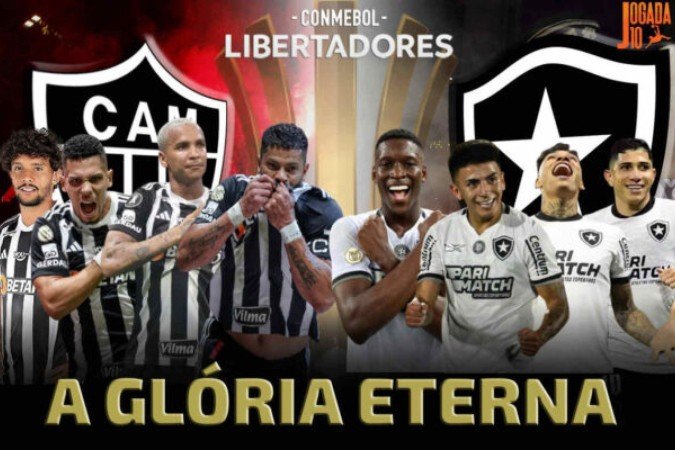 Atlético e Botafogo duelam pela LIbertadores. Um deles será campeão da Libertadores-2024 - (crédito: Foto: Arte Jogada10) Atlético e Botafogo duelam pela LIbertadores. Um deles será campeão da Libertadores-2024 - (crédito: Foto: Arte Jogada10)