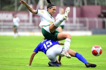 A forte marcação do Minas Brasília não conseguiu parar o Palmeiras no duelo válido pela segunda rodada da Copa São Paulo Feminina de Futebol Júnior -  (crédito: Marcos Ribolli/Ag. Paulistão)