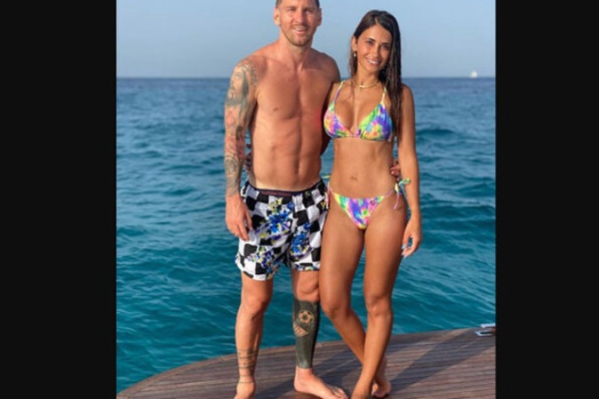 Antonela Roccuzzo e Messi estão juntos desde a adolescência -  (crédito: Foto: Reprodução / Instagram)